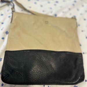 Kate Spade Tan Black Two Tone Colorblock Crossbody Leather Square Bag purse